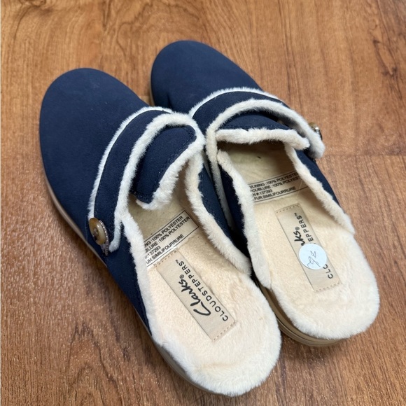 Clarks Cloudsteppers Women's Mule Clog Slipper Slip-On Leather US 8.5 Blue Shoes - Picture 4 of 7